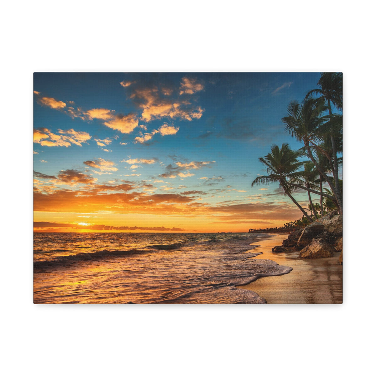 Tropical Island Beach Sunrise Ocean Canvas Wall Art for Home Decor Ready-to-Hang-Express Your Love Gifts
