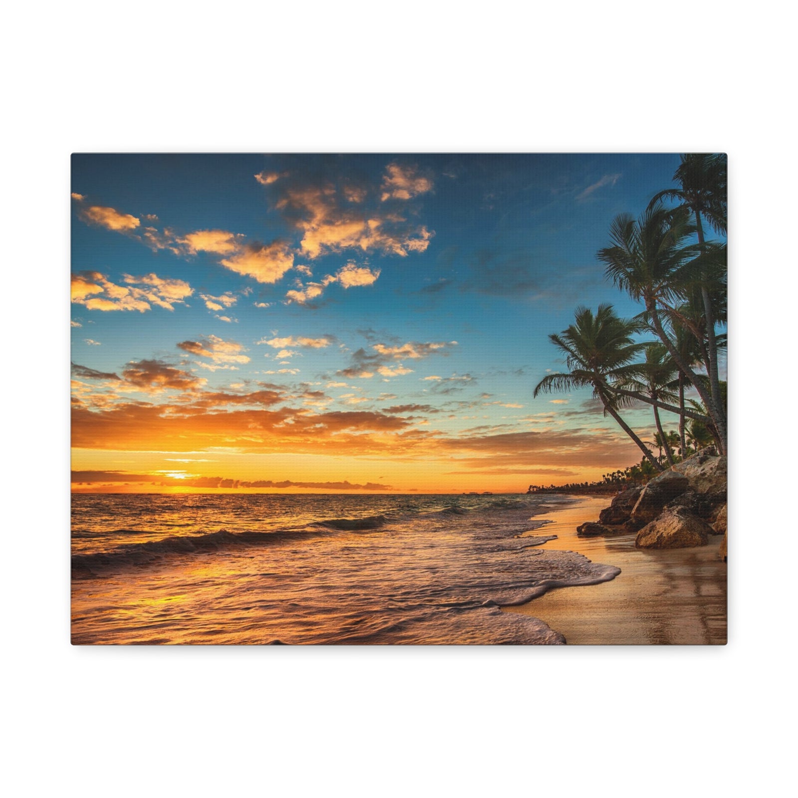 Tropical Island Beach Sunrise Ocean Canvas Wall Art for Home Decor Ready-to-Hang-Express Your Love Gifts