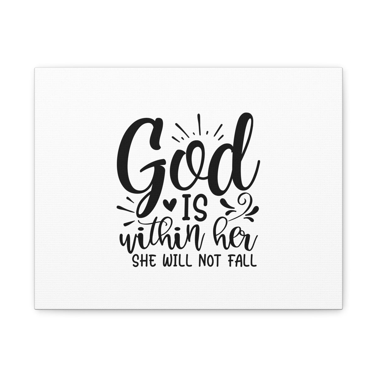 Scripture Canvas She Will Not Fall Psalms 46:5 Heart Christian Wall Art Bible Verse Print Ready to Hang-Express Your Love Gifts