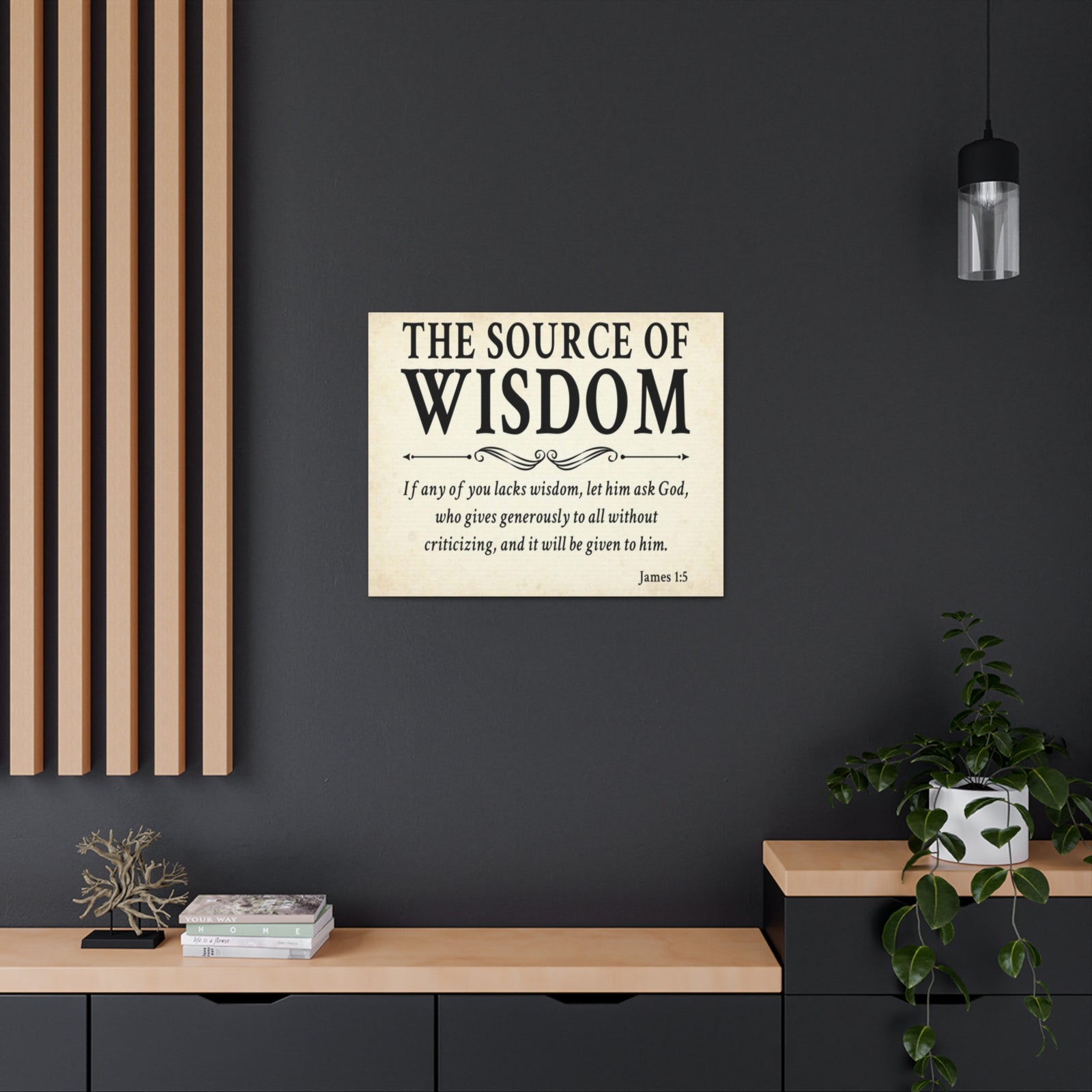 Scripture Walls James 1:5 The Source of Wisdom White Bible Verse Canvas Christian Wall Art Ready to Hang Unframed-Express Your Love Gifts