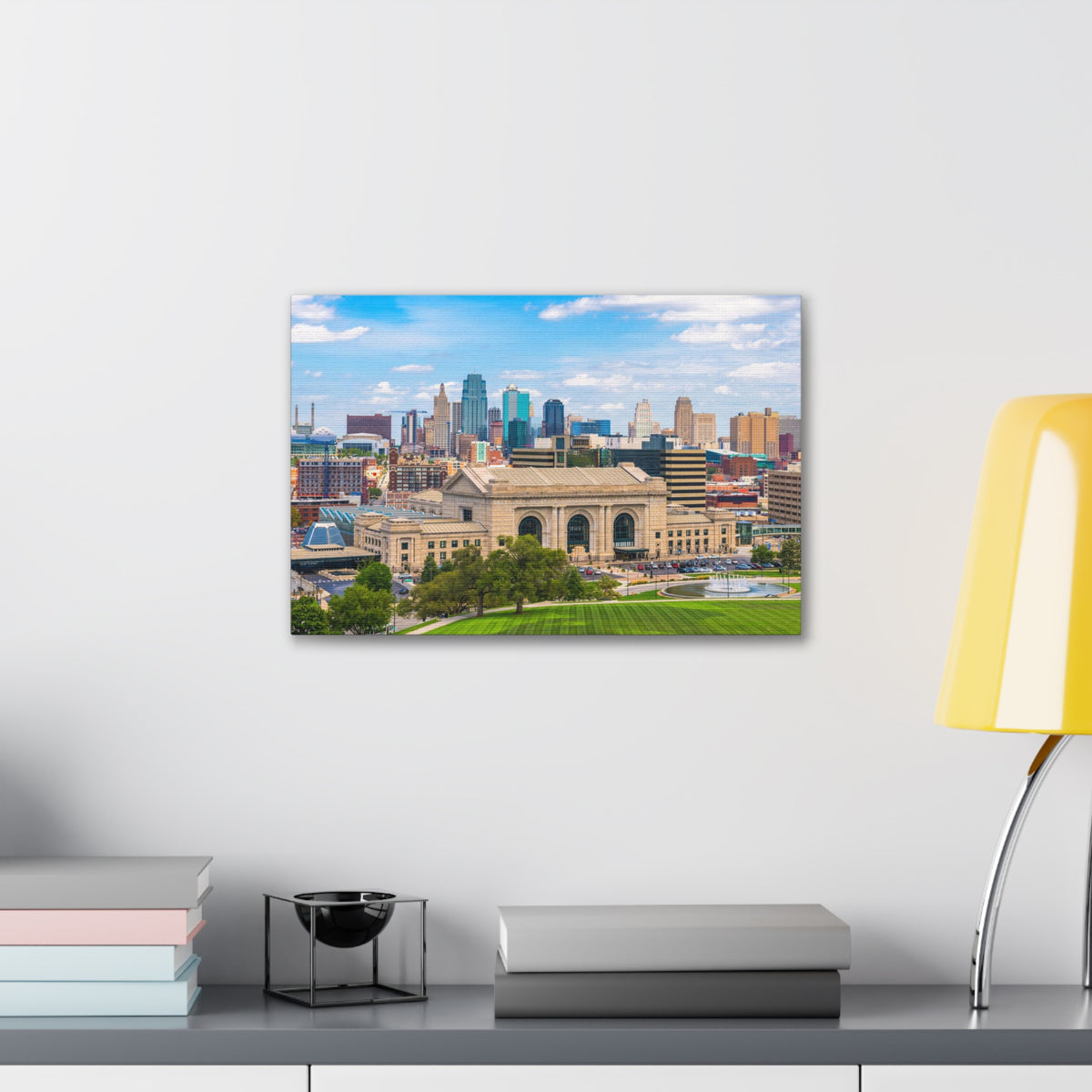 Kansas City Daytime Skyline Canvas Artwork High-Quality Breathtaking Stunning Cityscape for Home Decor Ready to Hang-Express Your Love Gifts