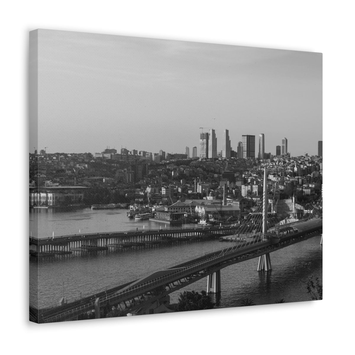 Istanbul Black And White Skyline Canvas Artwork High-Quality Breathtaking Stunning Cityscape for Home Decor Ready to Hang-Express Your Love Gifts