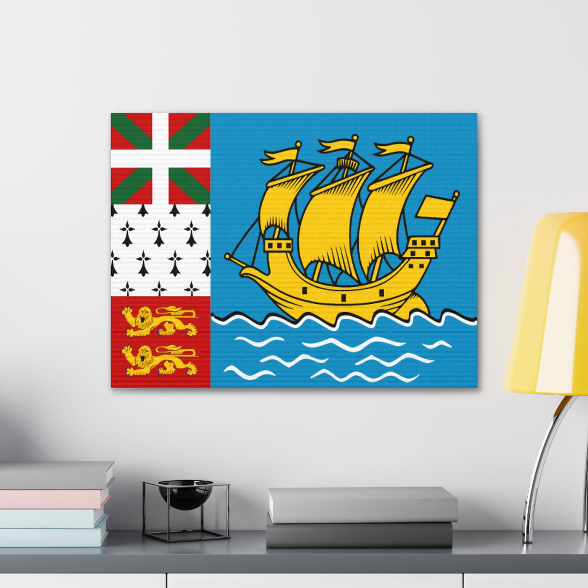 Saint Pierre and Miquelon Country Flag Canvas Vibrant Wall Art Unframed Home Decor-Express Your Love Gifts