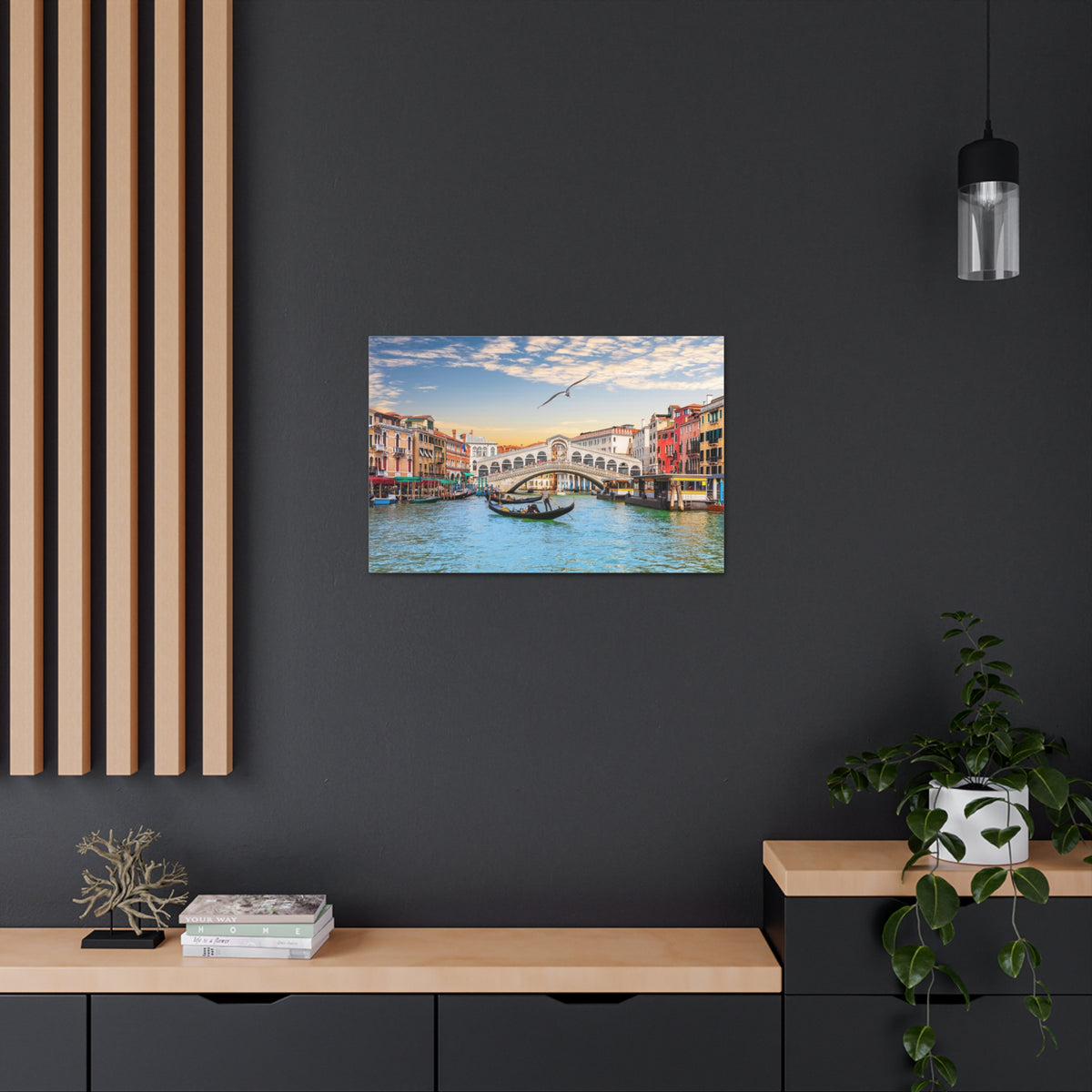 Venice Rialto Bridge Nature Wilderness Photography Canvas Wall Art for Home Decor Ready-to-Hang-Express Your Love Gifts
