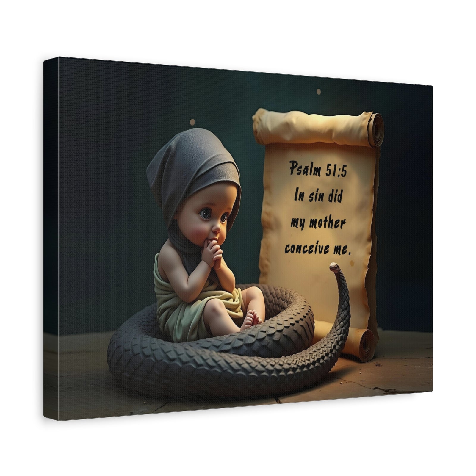 Scripture Walls Psalm 51:5 Viper in a Diaper Bible Verse Canvas Christian Wall Art Ready to Hang Unframed-Express Your Love Gifts
