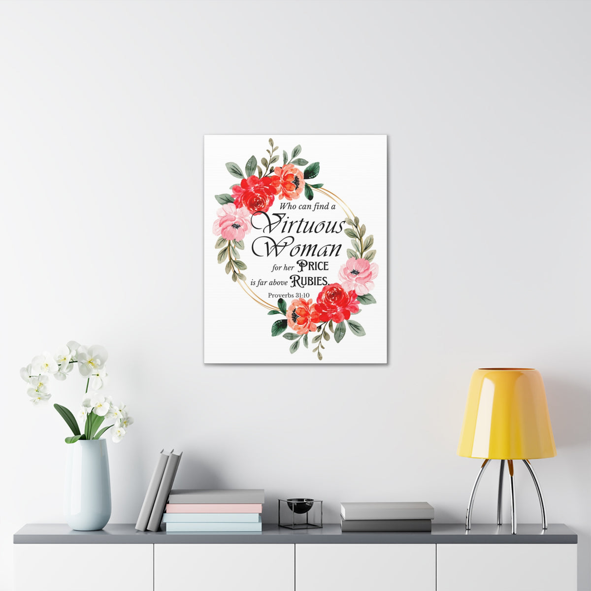 Scripture Walls Proverbs 31:10 A Virtuous Woman Bible Verse Canvas Christian Wall Art Ready to Hang Unframed-Express Your Love Gifts
