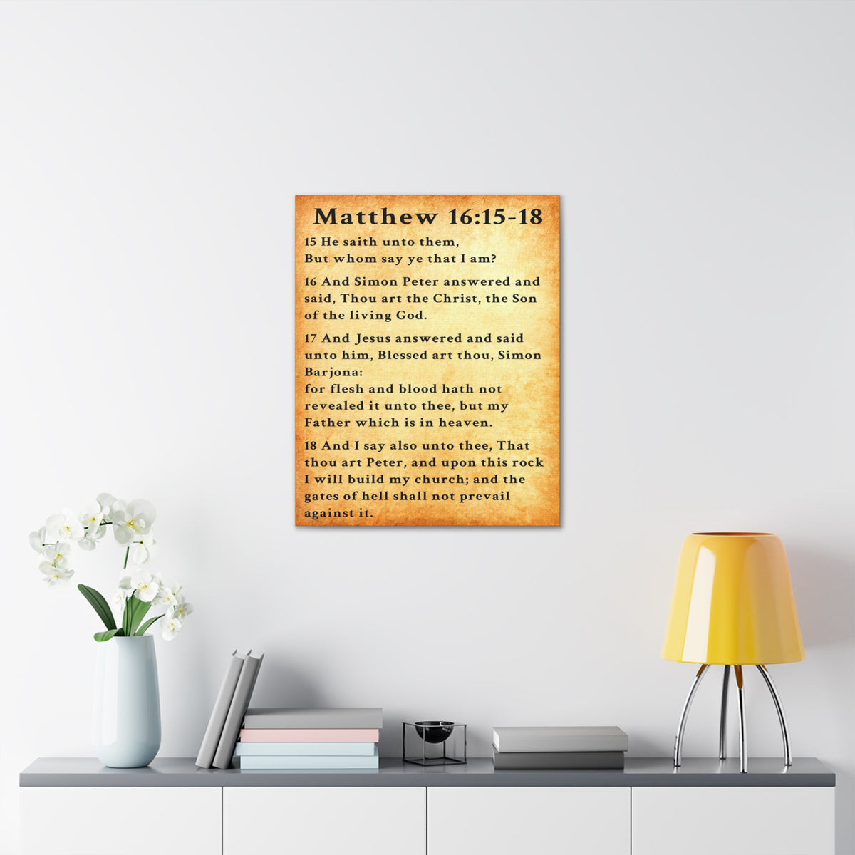 Scripture Walls Matthew 16:15-18 KJV Bible Verse Canvas Christian Wall Art Ready to Hang Unframed-Express Your Love Gifts