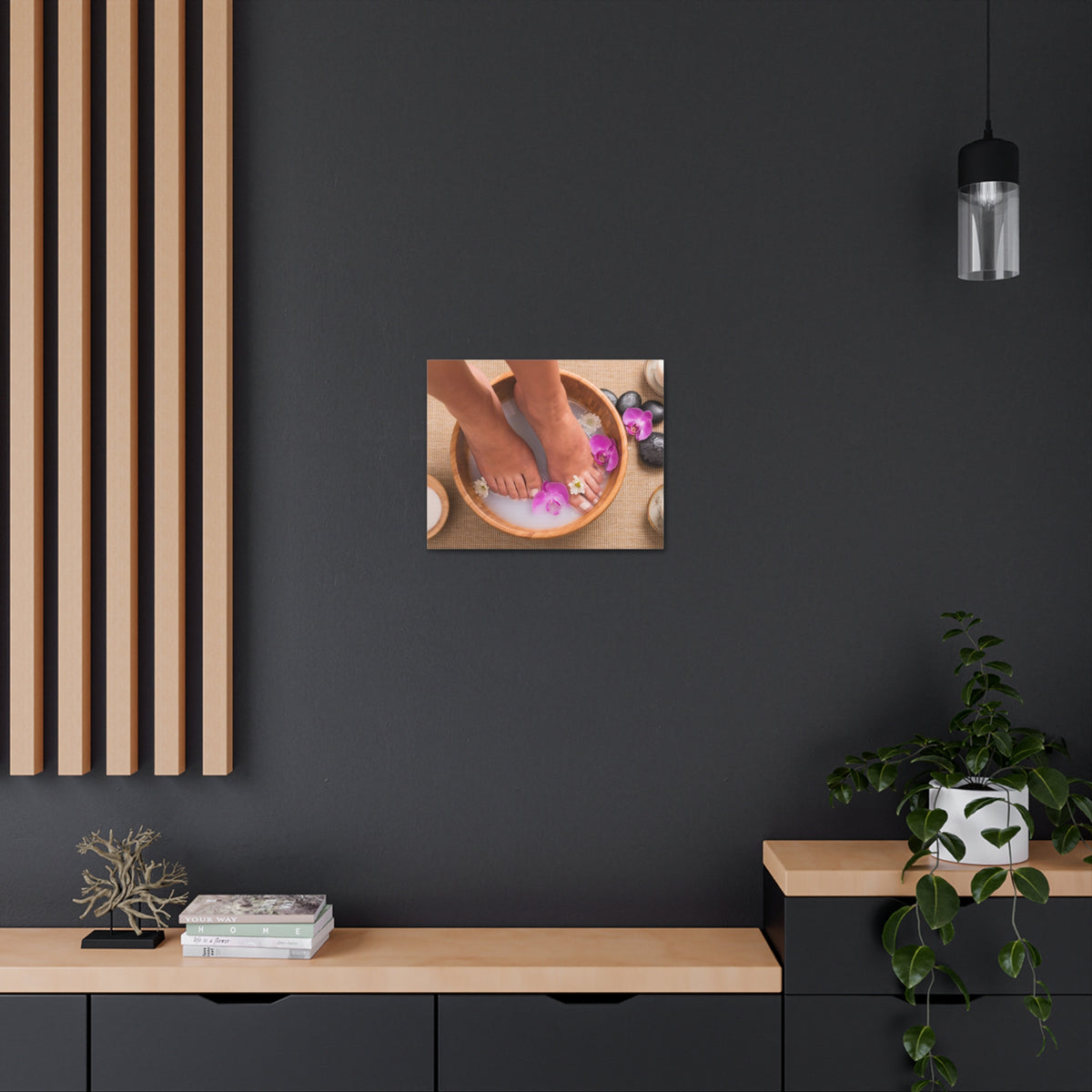 Footbath With Orchid Forest Floral Nature Photography Canvas Wall Art for Home Decor Ready-to-Hang-Express Your Love Gifts
