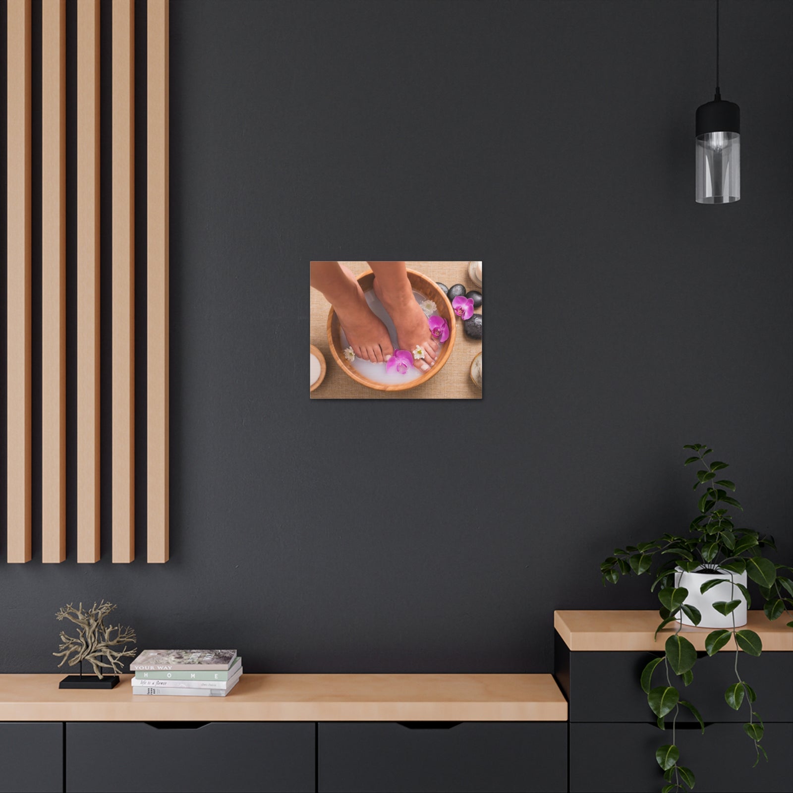 Footbath With Orchid Forest Floral Nature Photography Canvas Wall Art for Home Decor Ready-to-Hang-Express Your Love Gifts