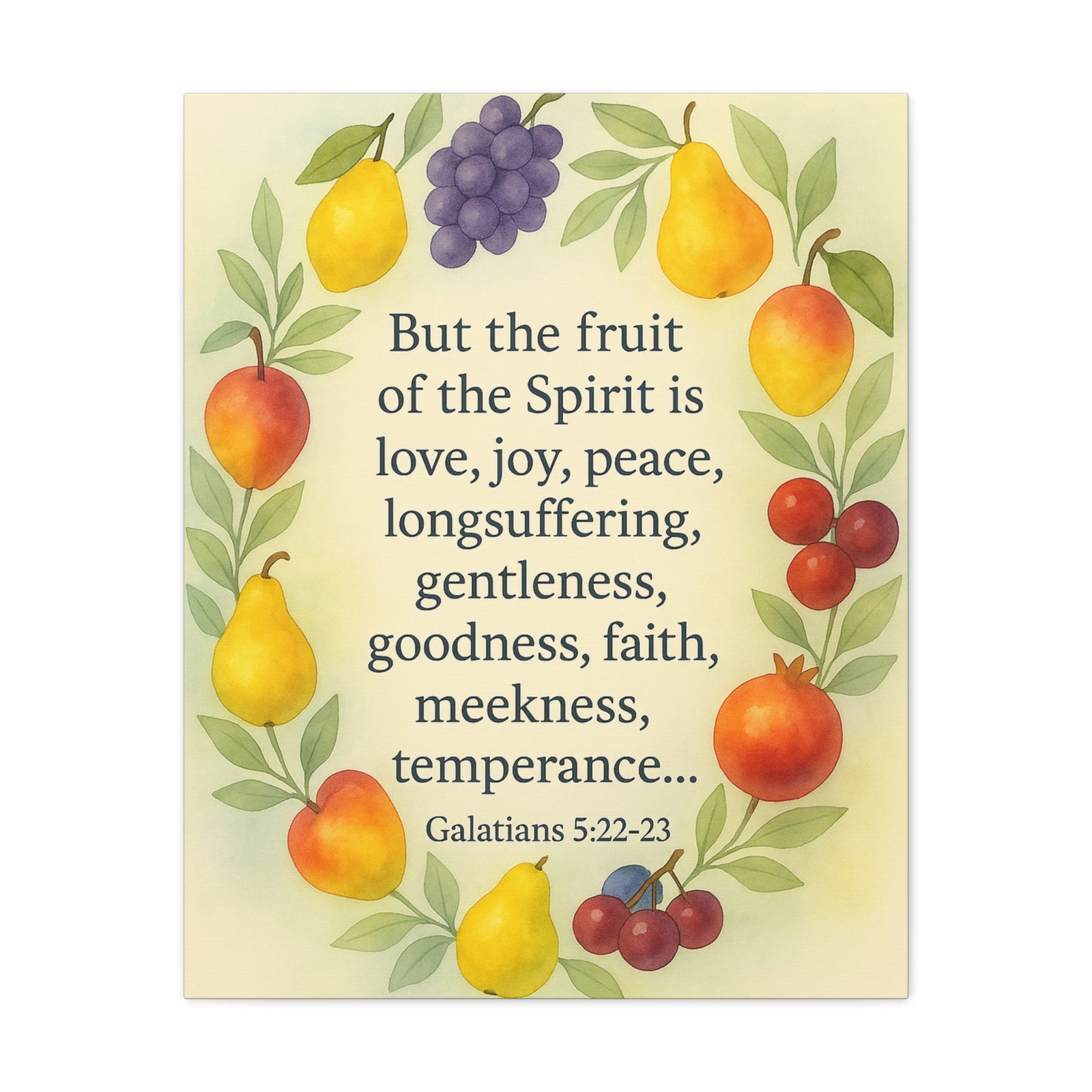 Bible Verse Canvas Galatians 5:22-23 Christian Home Décor Wall Art Scripture Ready to Hang Faith Print-Express Your Love Gifts