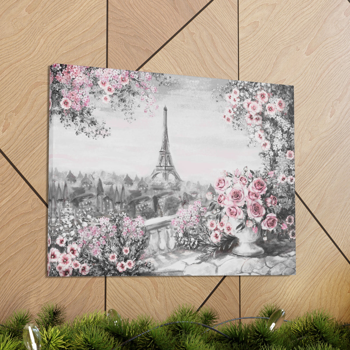 Paris Pink Rose France Canvas Artwork High-Quality Breathtaking French City for Home Decor Ready to Hang-Express Your Love Gifts