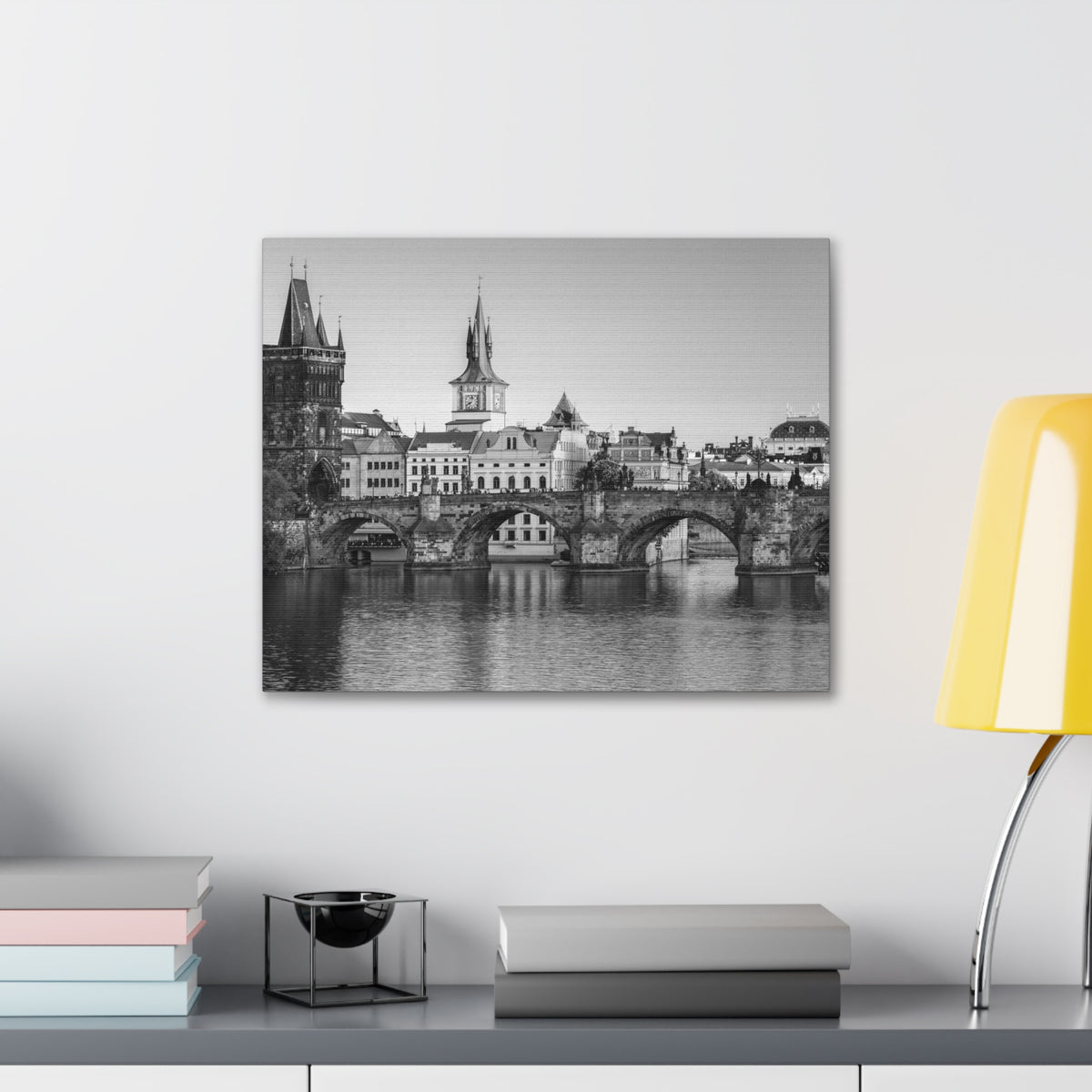 Prague Black And White Skyline Canvas Artwork High-Quality Breathtaking Stunning Cityscape for Home Decor Ready to Hang-Express Your Love Gifts