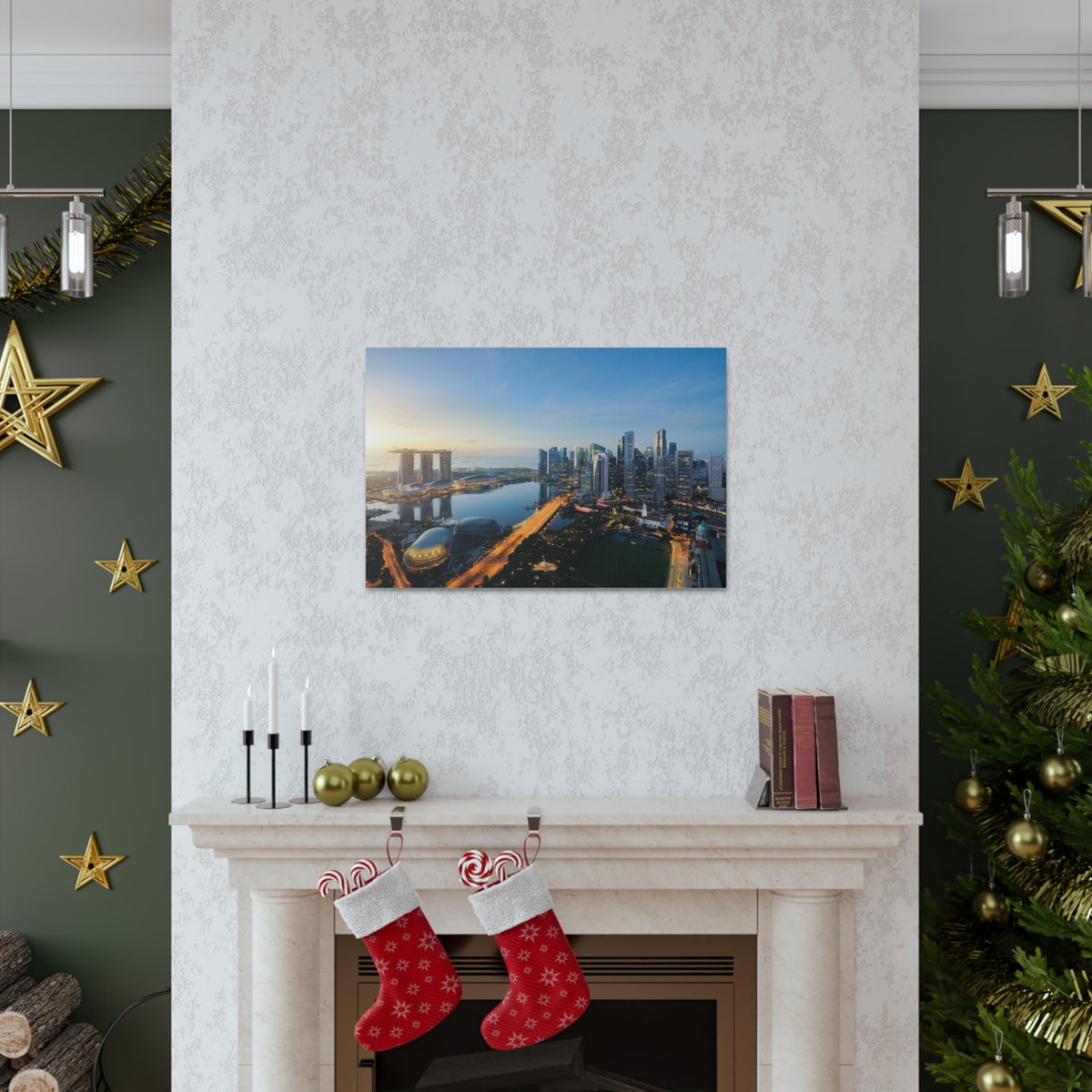 Singapore Daylight Skyline Canvas Artwork High-Quality Breathtaking Stunning Cityscape for Home Decor Ready to Hang-Express Your Love Gifts