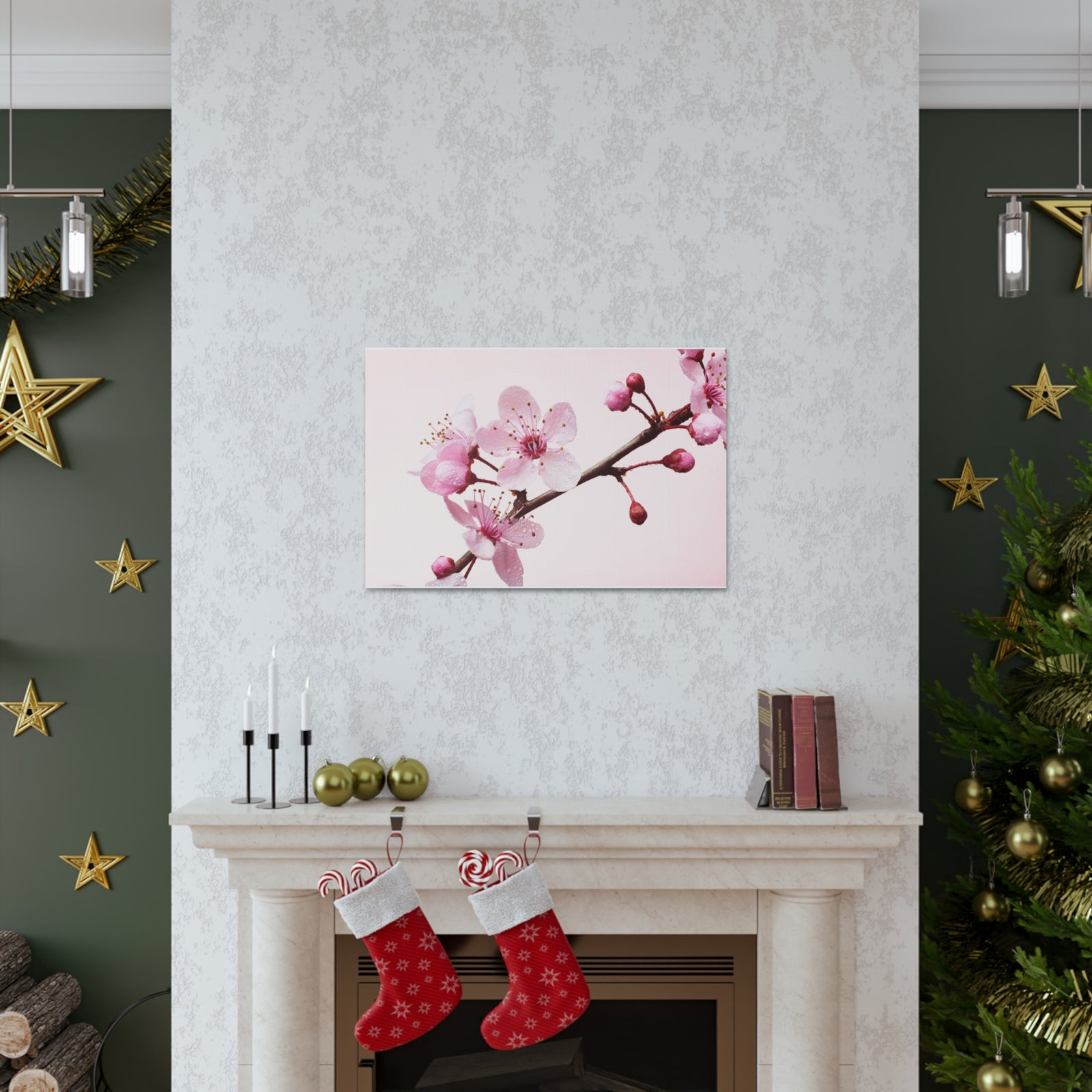 Cherry Blossom Branch Forest Floral Nature Photography Canvas Wall Art for Home Decor Ready-to-Hang-Express Your Love Gifts