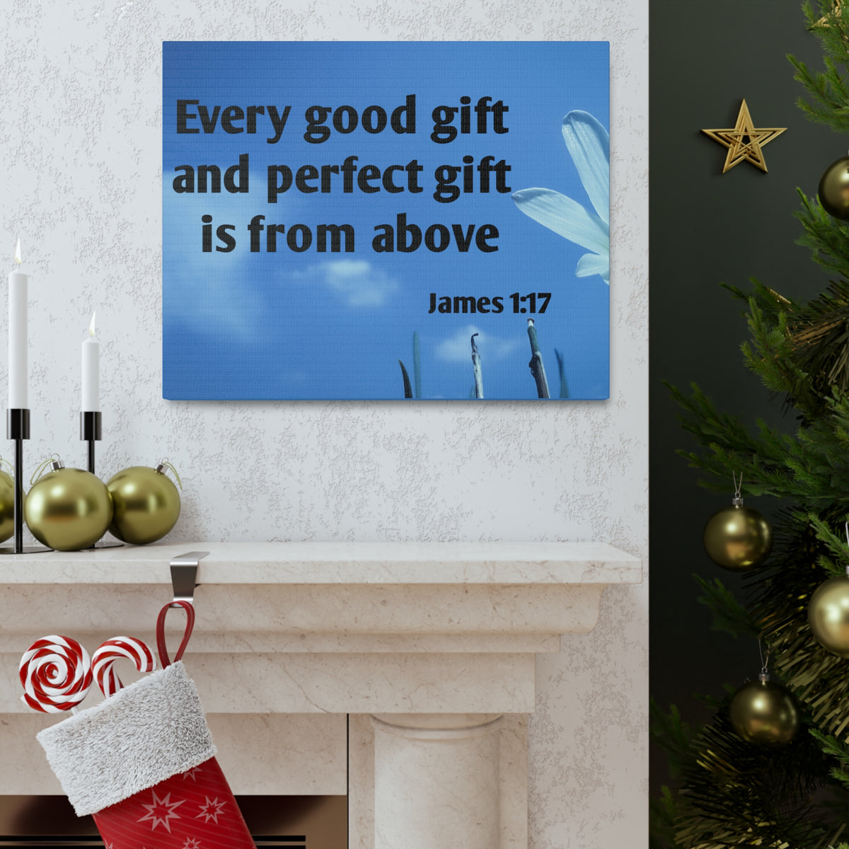Scripture Canvas Perfect Gift James 1:17 Christian Wall Art Bible Verse Print Ready to Hang-Express Your Love Gifts