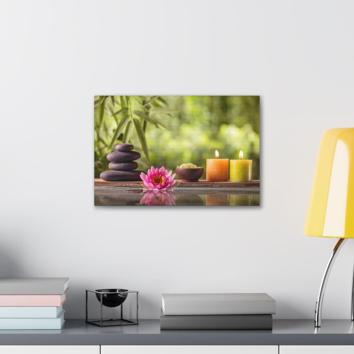 Zen Stone and Salt Forest Floral Nature Photography Canvas Wall Art for Home Decor Ready-to-Hang-Express Your Love Gifts