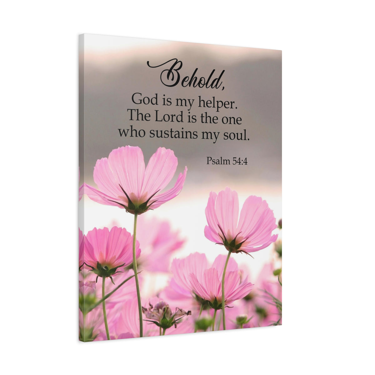 Scripture Canvas Behold, God is My Helper Psalm 54:4 Christian Wall Art Bible Verse Print Ready to Hang-Express Your Love Gifts