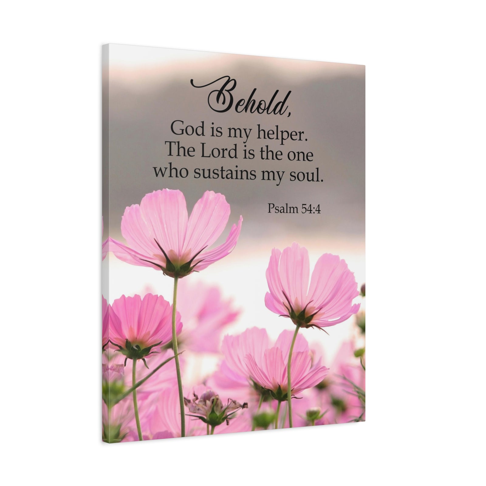 Scripture Canvas Behold, God is My Helper Psalm 54:4 Christian Wall Art Bible Verse Print Ready to Hang-Express Your Love Gifts