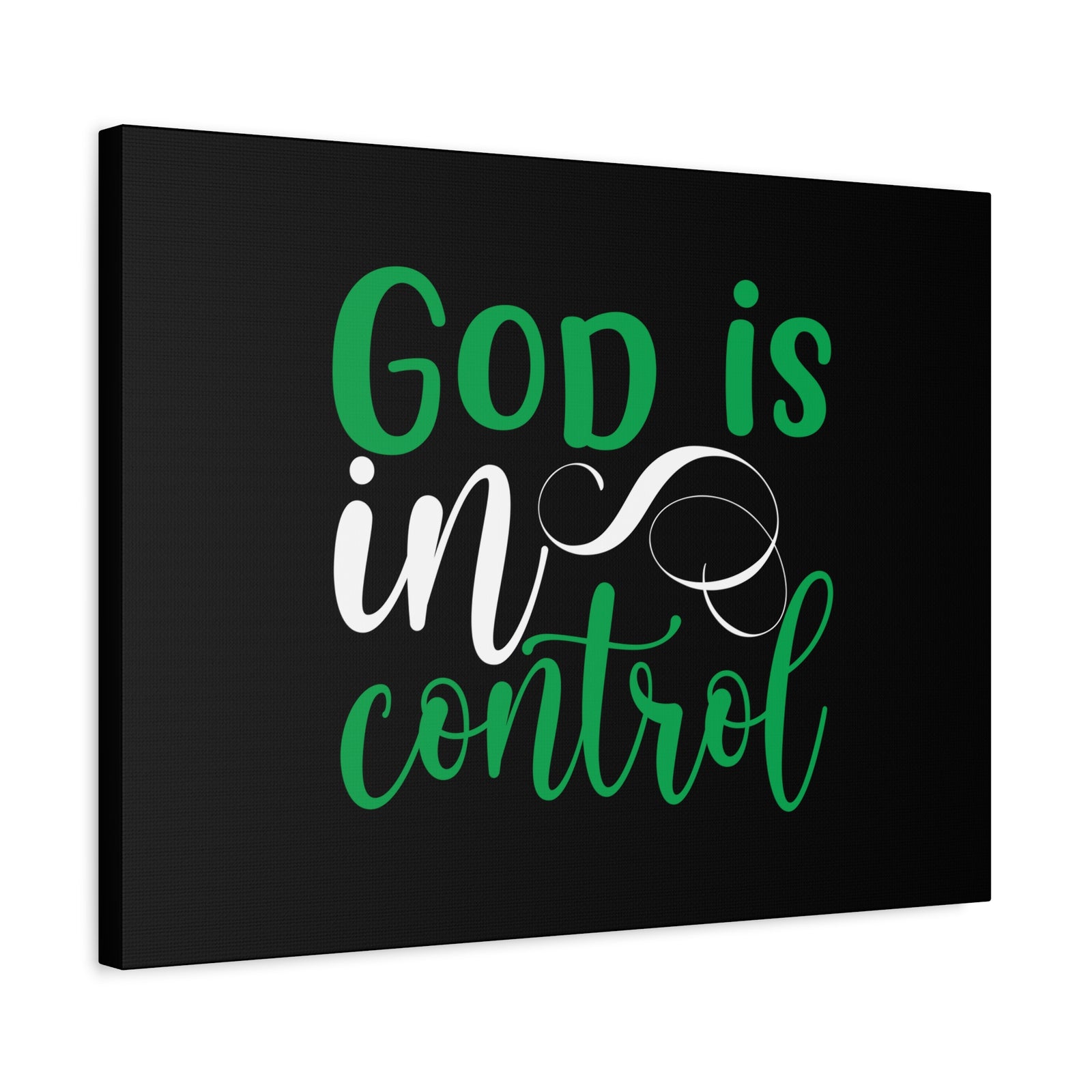 Scripture Canvas God Is In Control Psalm 27:1 Green Christian Wall Art Bible Verse Print Ready to Hang-Express Your Love Gifts