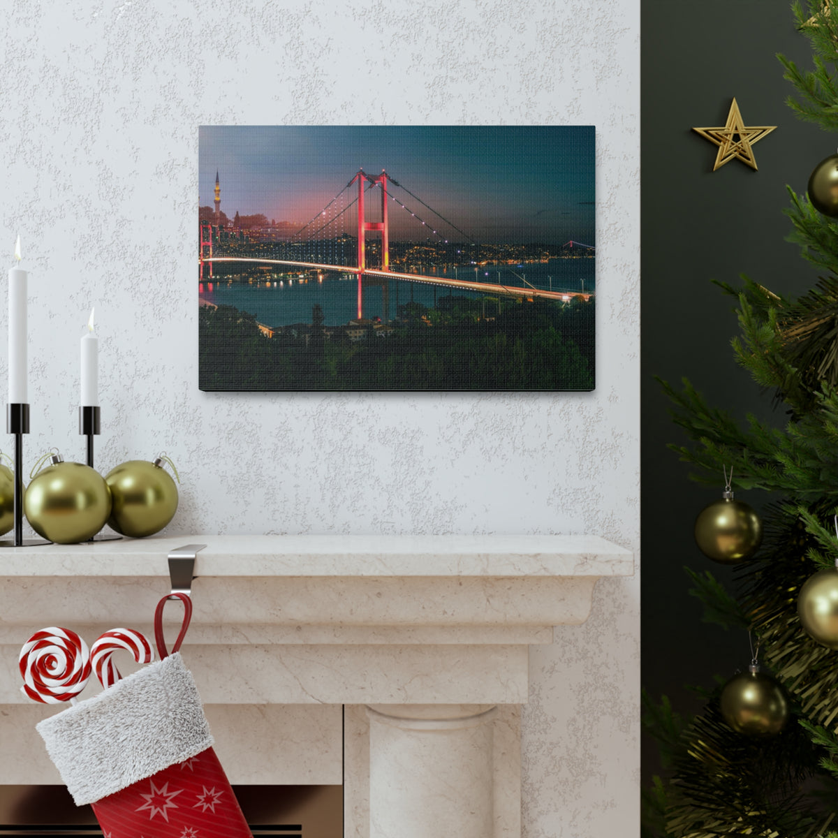 Istanbul Night Skyline Canvas Artwork High-Quality Breathtaking Stunning Cityscape for Home Decor Ready to Hang-Express Your Love Gifts