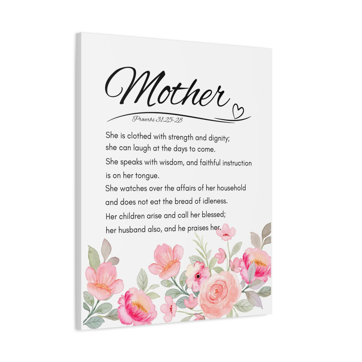 Scripture Walls Proverbs 31:25-28 Mother Bible Verse Canvas Christian Wall Art Ready to Hang Unframed-Express Your Love Gifts