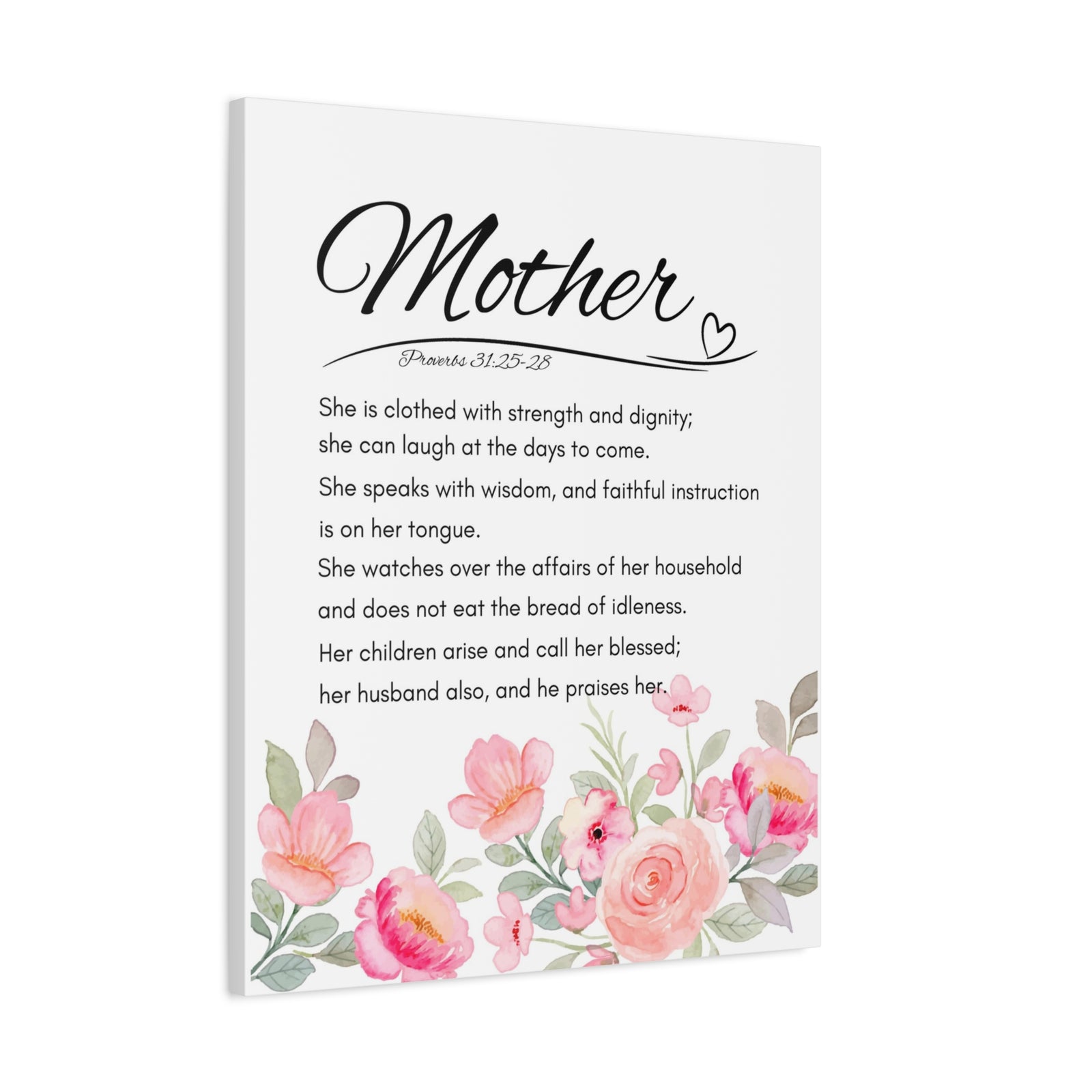 Scripture Walls Proverbs 31:25-28 Mother Bible Verse Canvas Christian Wall Art Ready to Hang Unframed-Express Your Love Gifts