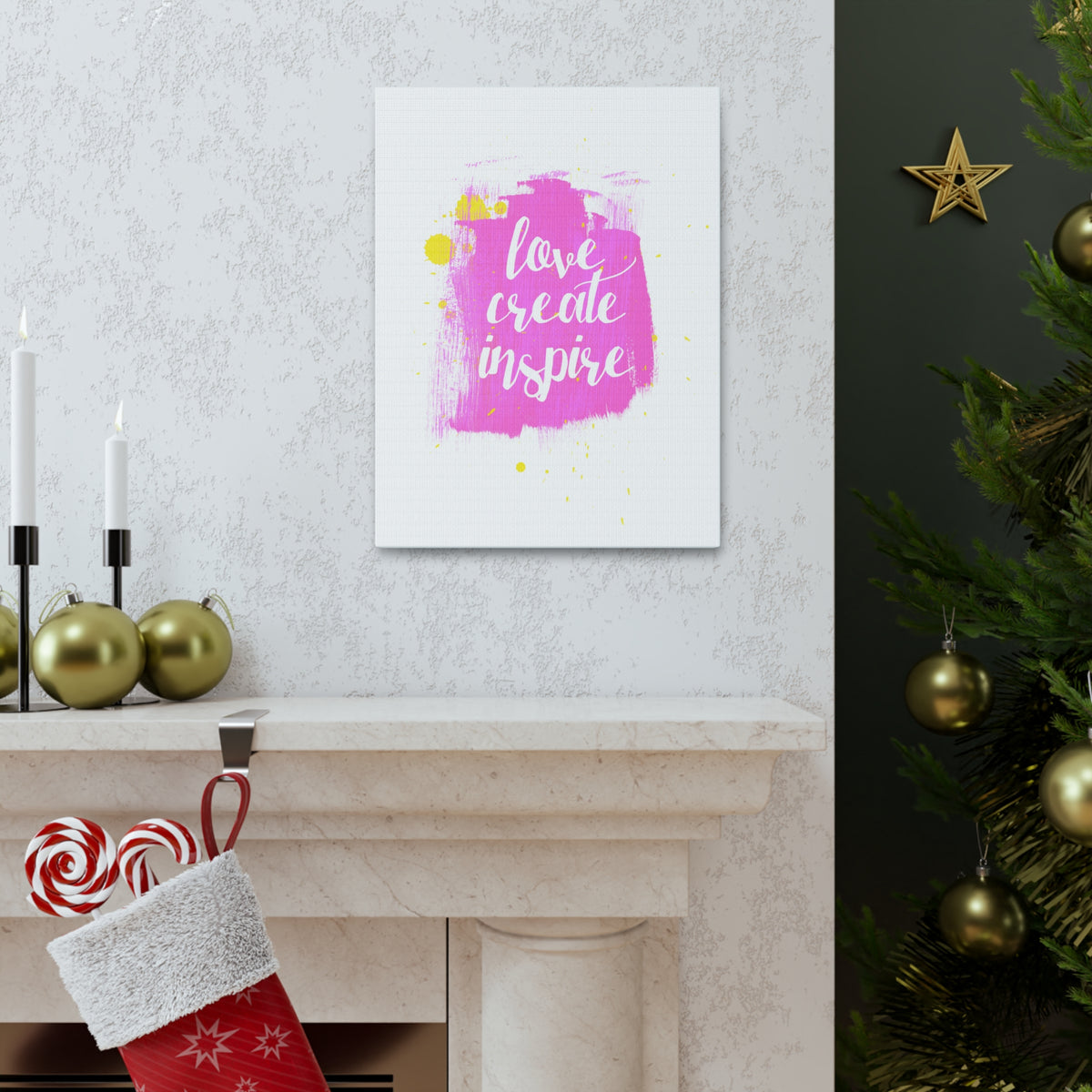Inspirational Wall Art Love Create Inspire Motivation Wall Decor for Home Office Gym Inspiring Success Quote Print Ready to Hang-Express Your Love Gifts
