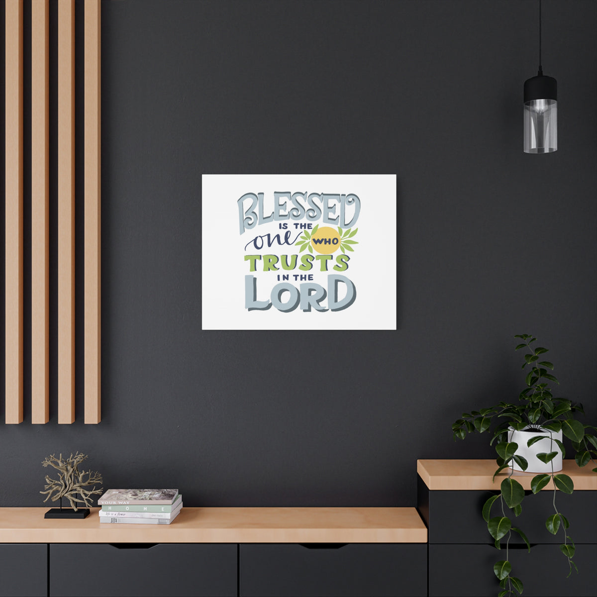 Scripture Canvas Trust In The Lord Psalm 40:4 Pale Blue Christian Wall Art Bible Verse Print Ready to Hang-Express Your Love Gifts