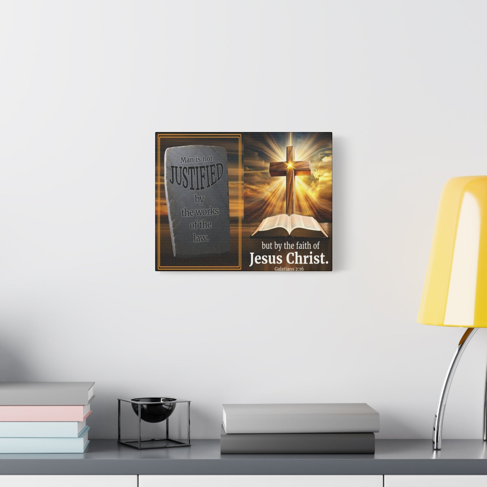 Scripture Walls Galatians 2:16 Faith & Law Bible Verse Canvas Christian Wall Art Ready to Hang Unframed-Express Your Love Gifts