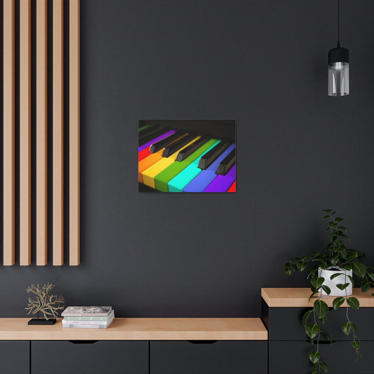 Piano Keys In Rainbow Music Lover's Delight Piano Keyboard Canvas Wall Art for Home Decor Ready-to-Hang-Express Your Love Gifts