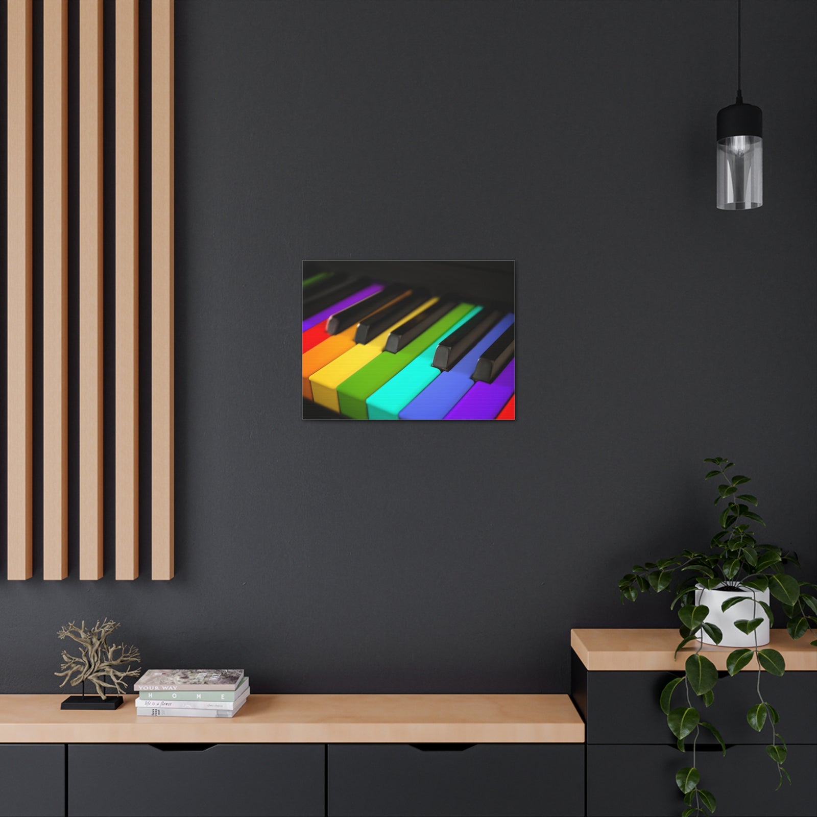Piano Keys In Rainbow Music Lover's Delight Piano Keyboard Canvas Wall Art for Home Decor Ready-to-Hang-Express Your Love Gifts
