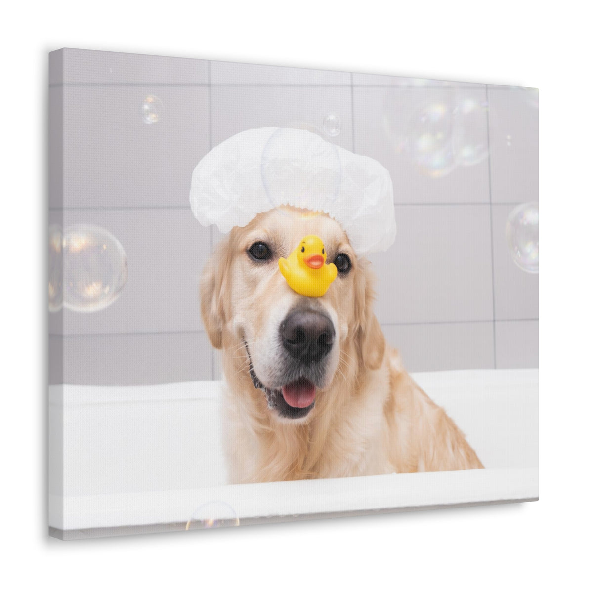 Cute Golden Retriever Bathee Canvas Wall Art for Home Decor Ready-to-Hang-Express Your Love Gifts