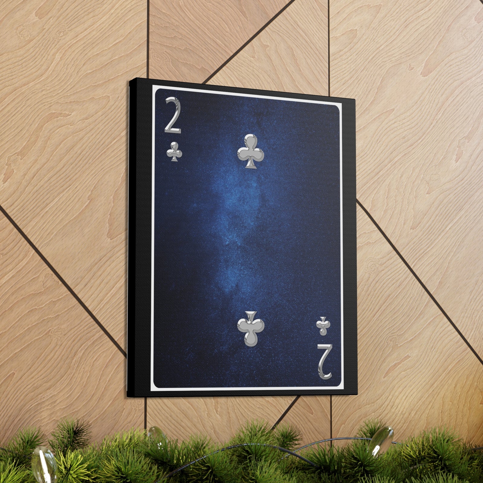 Two Of Clubs Space Background Playing Card Canvas Wall Art for Home Decor Ready-to-Hang-Express Your Love Gifts