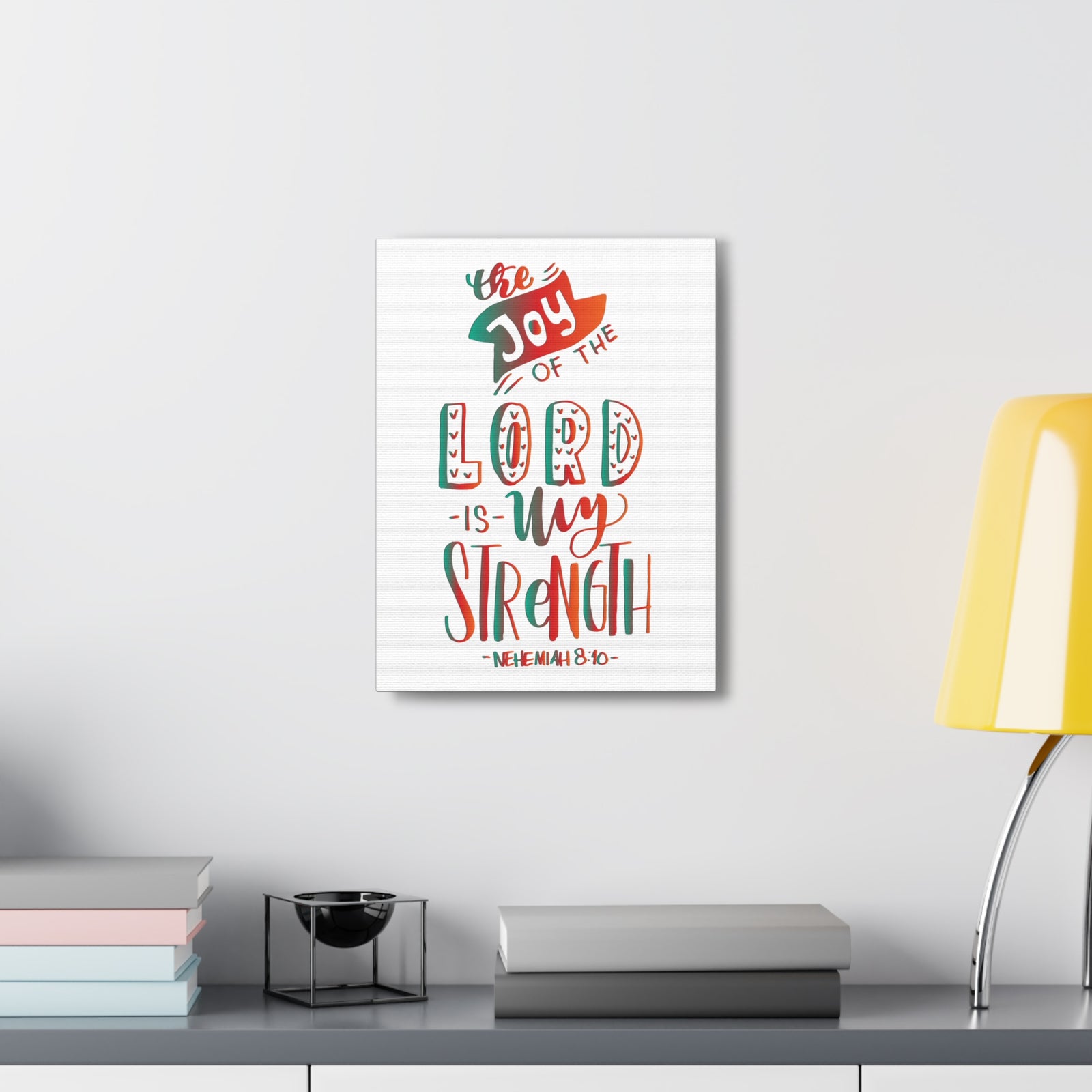 Scripture Canvas The Joy Of The Lord Nehemiah 8:10 Christian Wall Art Bible Verse Print Ready To Hang-Express Your Love Gifts