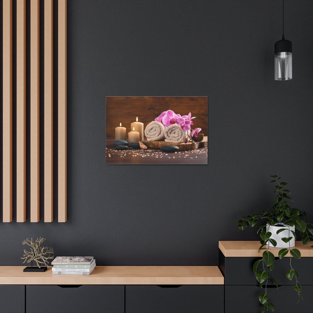Rolled Towel and Orchids Forest Floral Nature Photography Canvas Wall Art for Home Decor Ready-to-Hang-Express Your Love Gifts