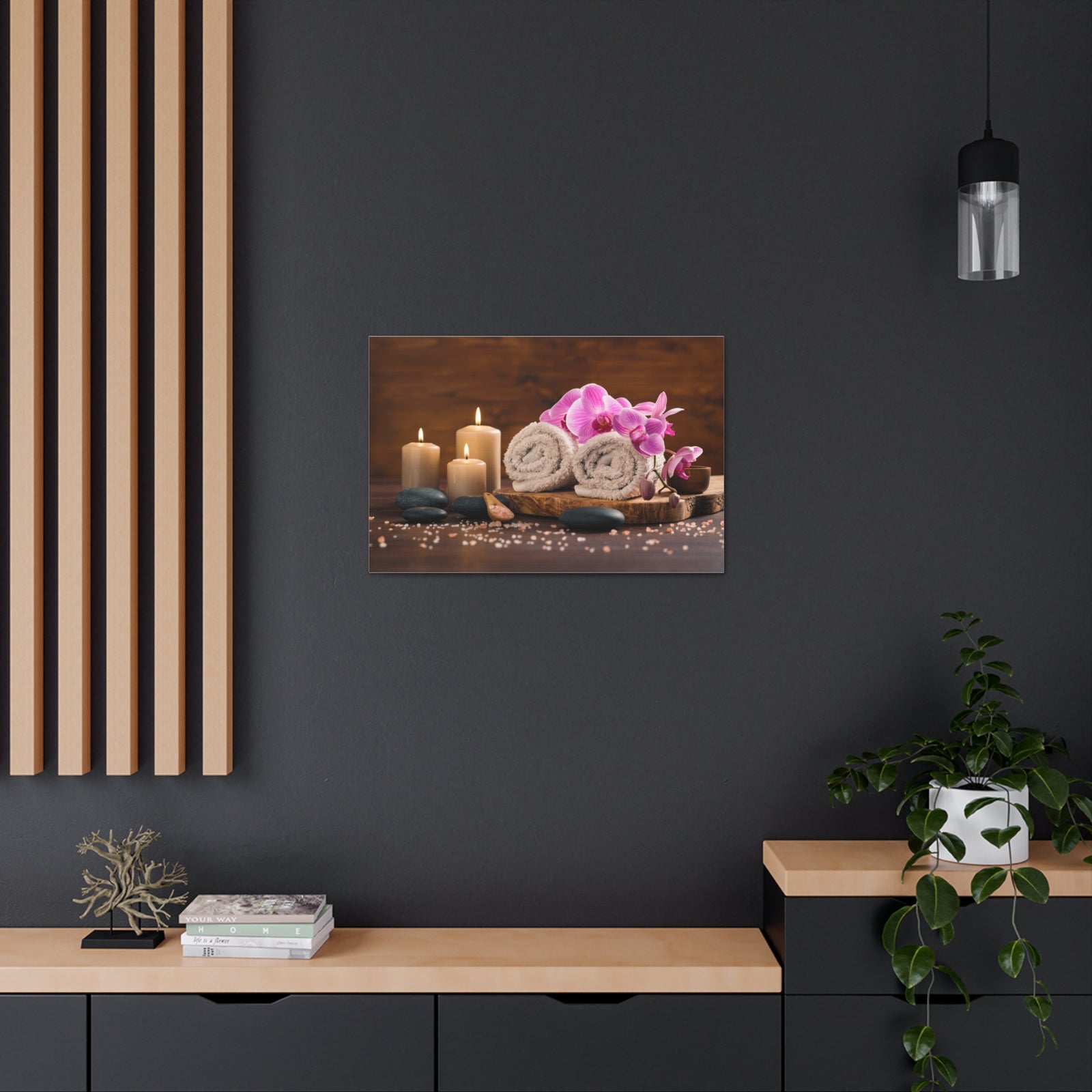 Rolled Towel and Orchids Forest Floral Nature Photography Canvas Wall Art for Home Decor Ready-to-Hang-Express Your Love Gifts