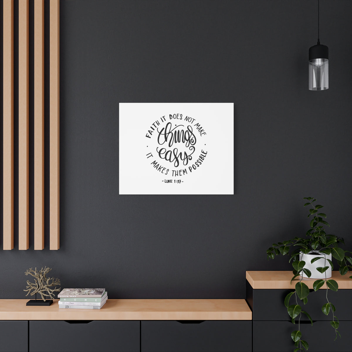 Scripture Canvas Things Easy Luke 1:37 Christian Wall Art Bible Verse Print Ready to Hang