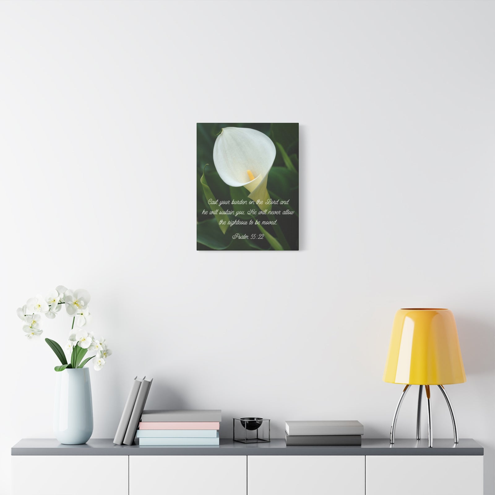 Scripture Canvas Cast Your Burden Psalm 55:22 Christian Wall Art Bible Verse Print Ready to Hang-Express Your Love Gifts