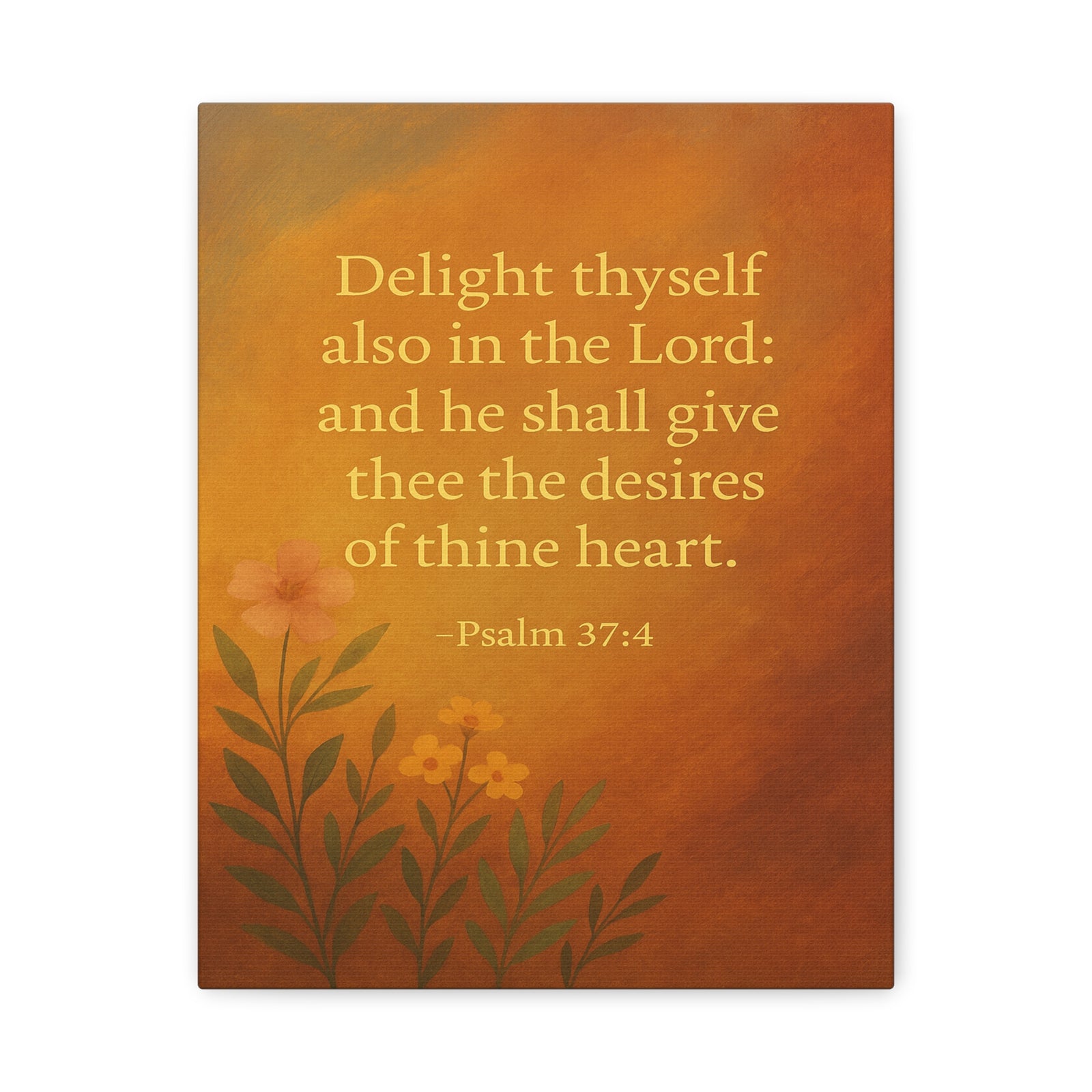Bible Verse Canvas Psalm 37:4 Christian Home Décor Wall Art Scripture Ready to Hang Faith Print-Express Your Love Gifts