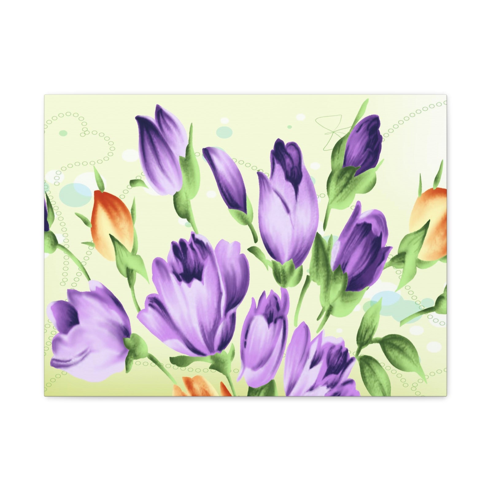Elegance Purple And Orange Color Tulips Flower Canvas Wall Art for Home Decor Ready-to-Hang-Express Your Love Gifts