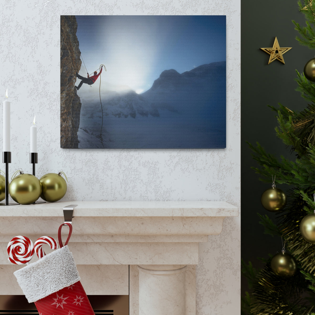 Mountain Rock Climbing Nature Wilderness Photography Canvas Wall Art for Home Decor Ready-to-Hang-Express Your Love Gifts