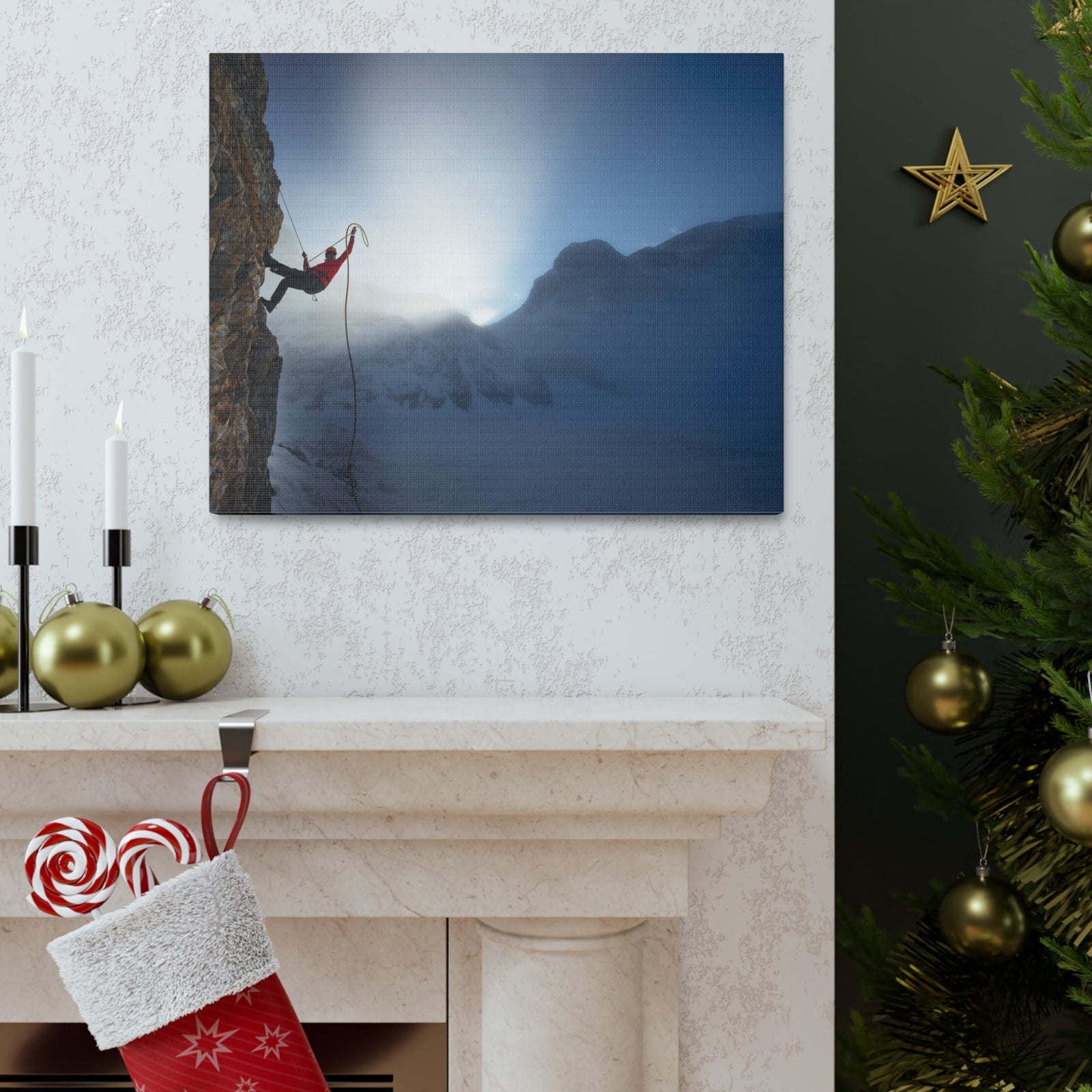 Mountain Rock Climbing Nature Wilderness Photography Canvas Wall Art for Home Decor Ready-to-Hang-Express Your Love Gifts