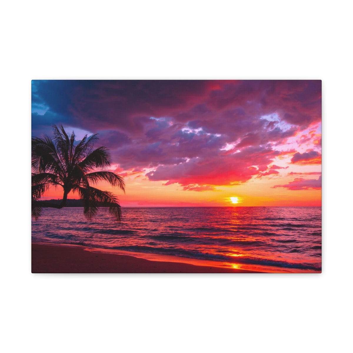 Beautiful Sunset Tropical Beach Ocean Canvas Wall Art for Home Decor Ready-to-Hang-Express Your Love Gifts