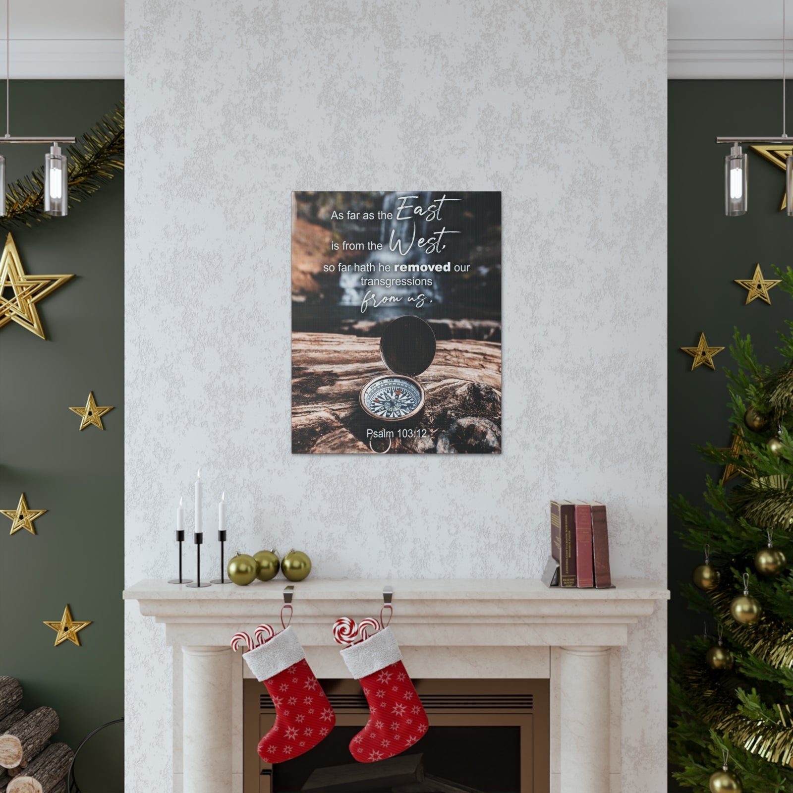 Scripture Canvas From Us Psalm 103:12 Christian Wall Art Bible Verse Print Ready to Hang-Express Your Love Gifts