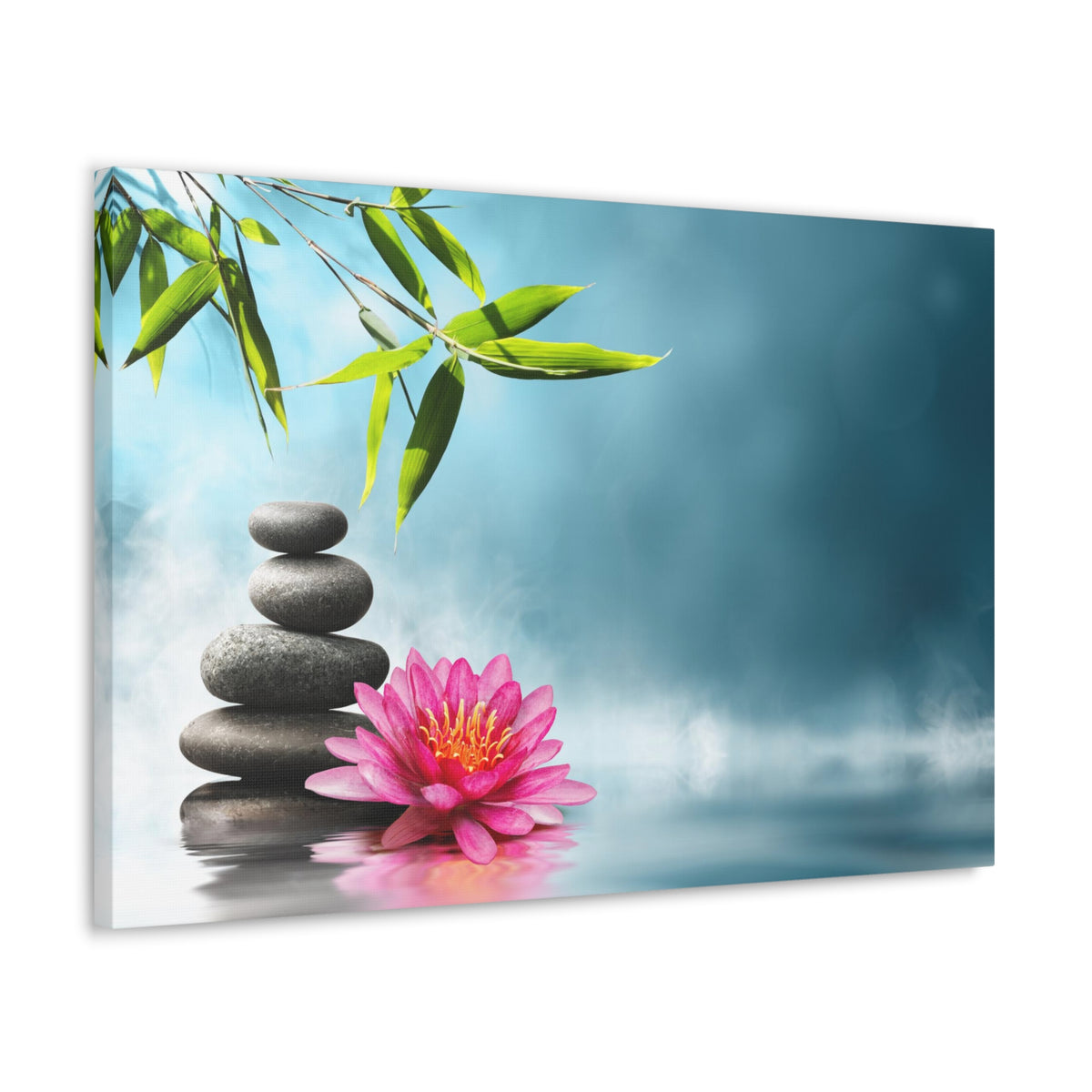 Waterlily with Stones Forest Floral Nature Photography Canvas Wall Art for Home Decor Ready-to-Hang-Express Your Love Gifts