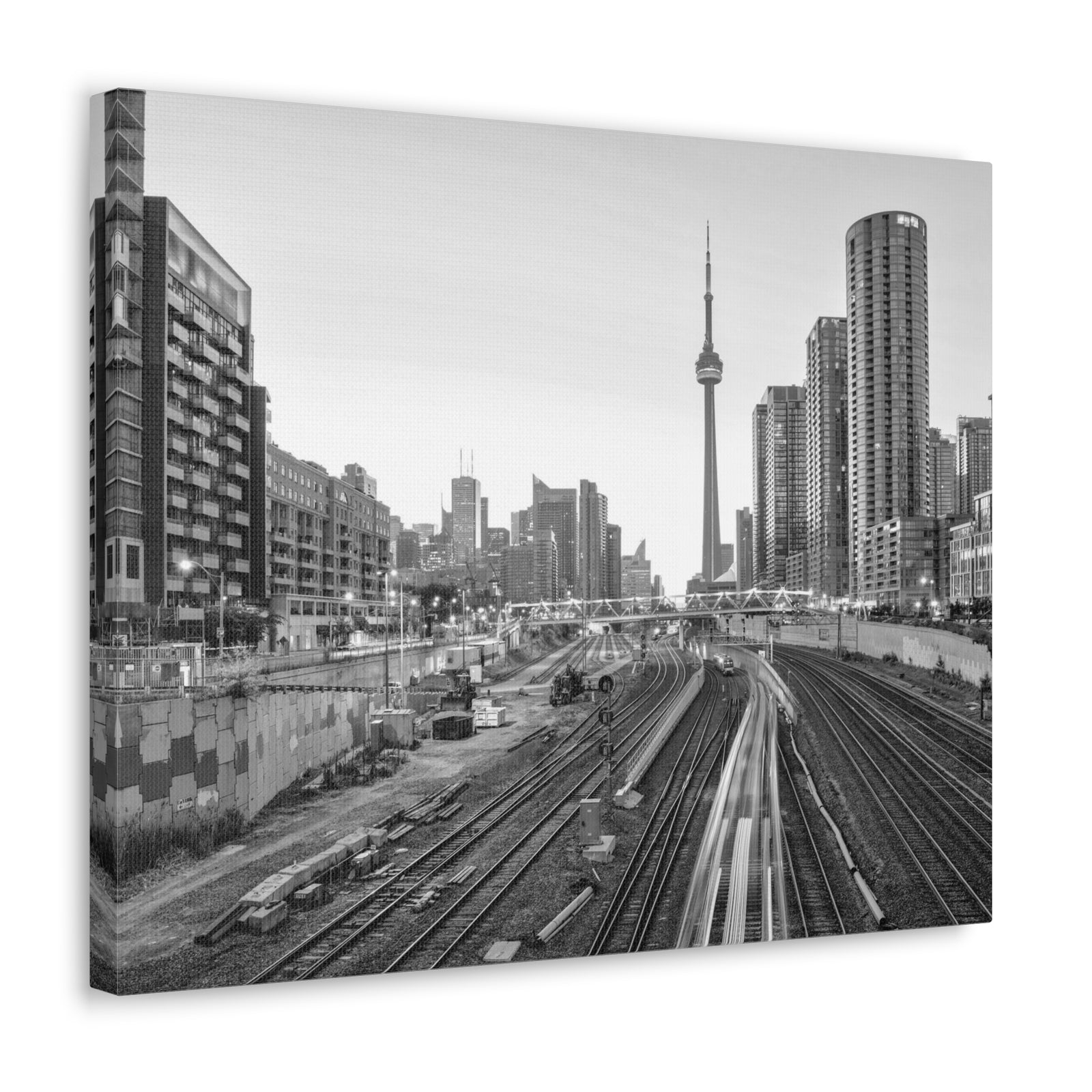 Toronto Black And White Skyline Canvas Artwork High-Quality Breathtaking Stunning Cityscape for Home Decor Ready to Hang-Express Your Love Gifts