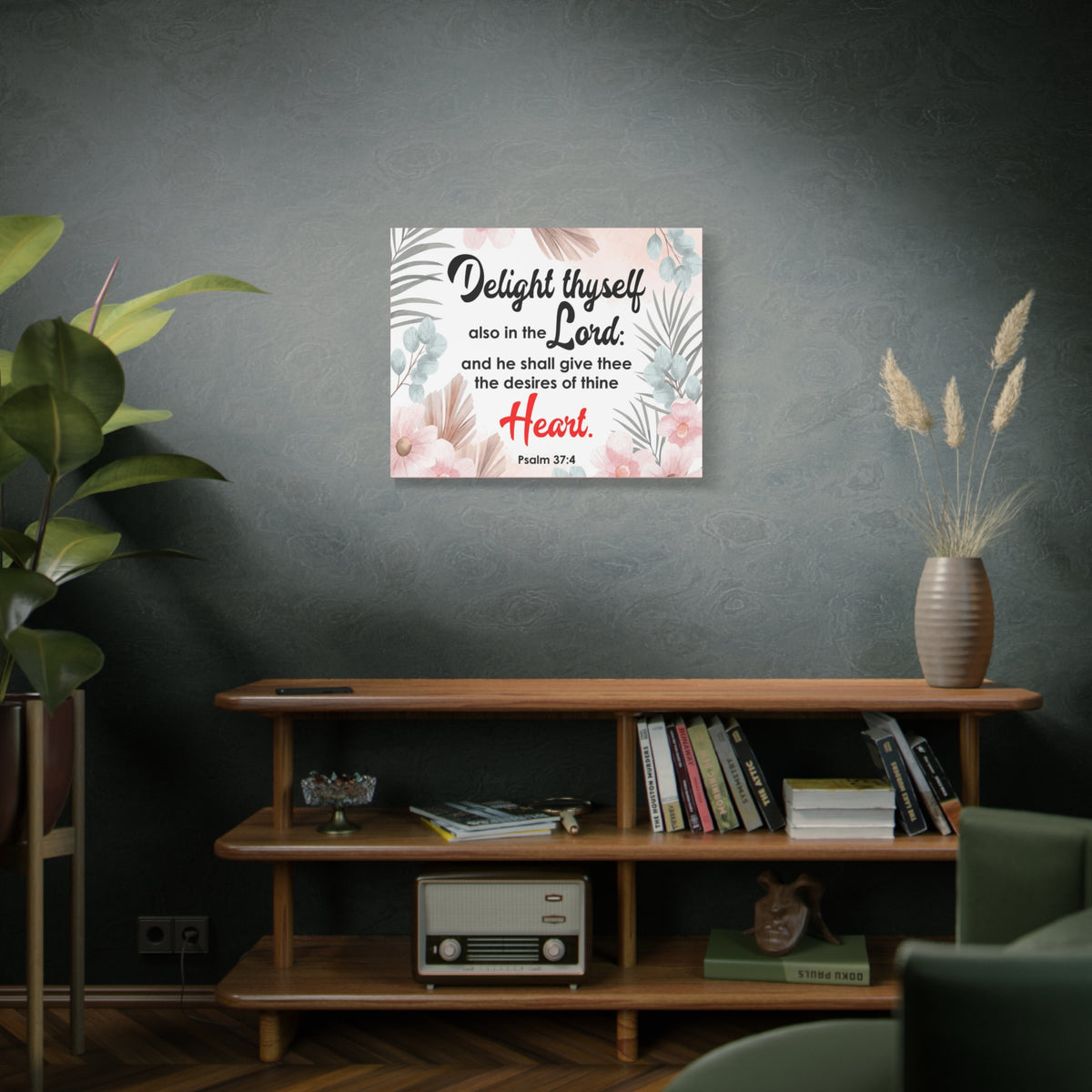 Scripture Canvas Delight Thyself Psalm 37:4 Wall Art Bible Verse Print Ready to Hang-Express Your Love Gifts