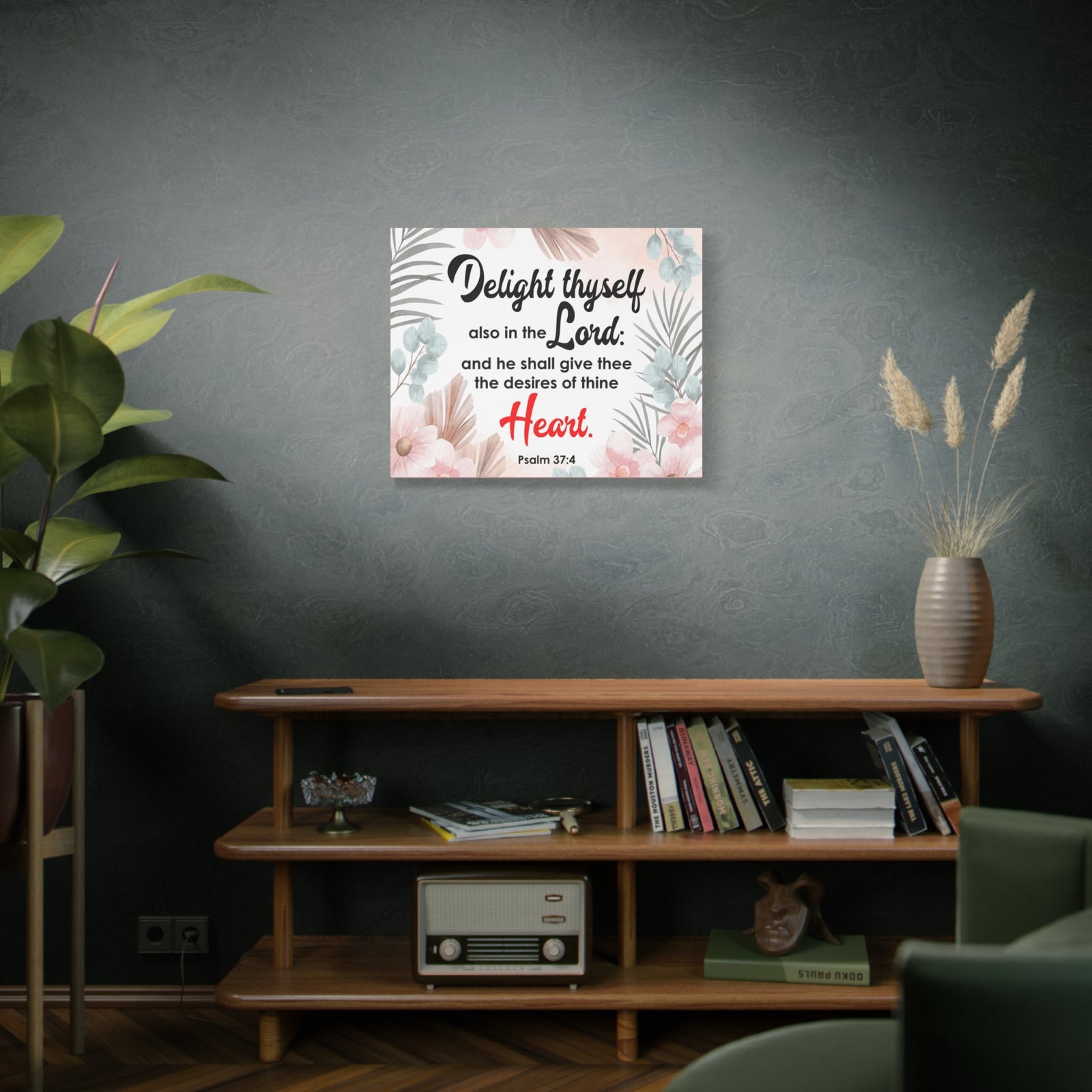 Scripture Canvas Delight Thyself Psalm 37:4 Wall Art Bible Verse Print Ready to Hang-Express Your Love Gifts