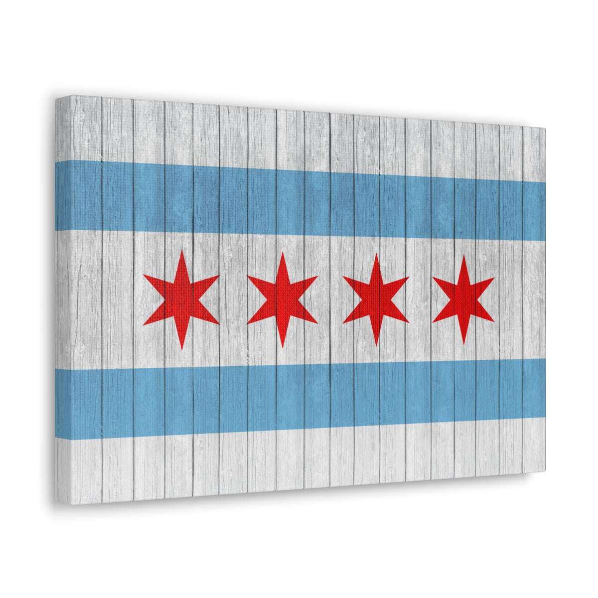Chicago Flag On Wood Texture Canvas Wall Art for Home Decor Ready-to-Hang-Express Your Love Gifts