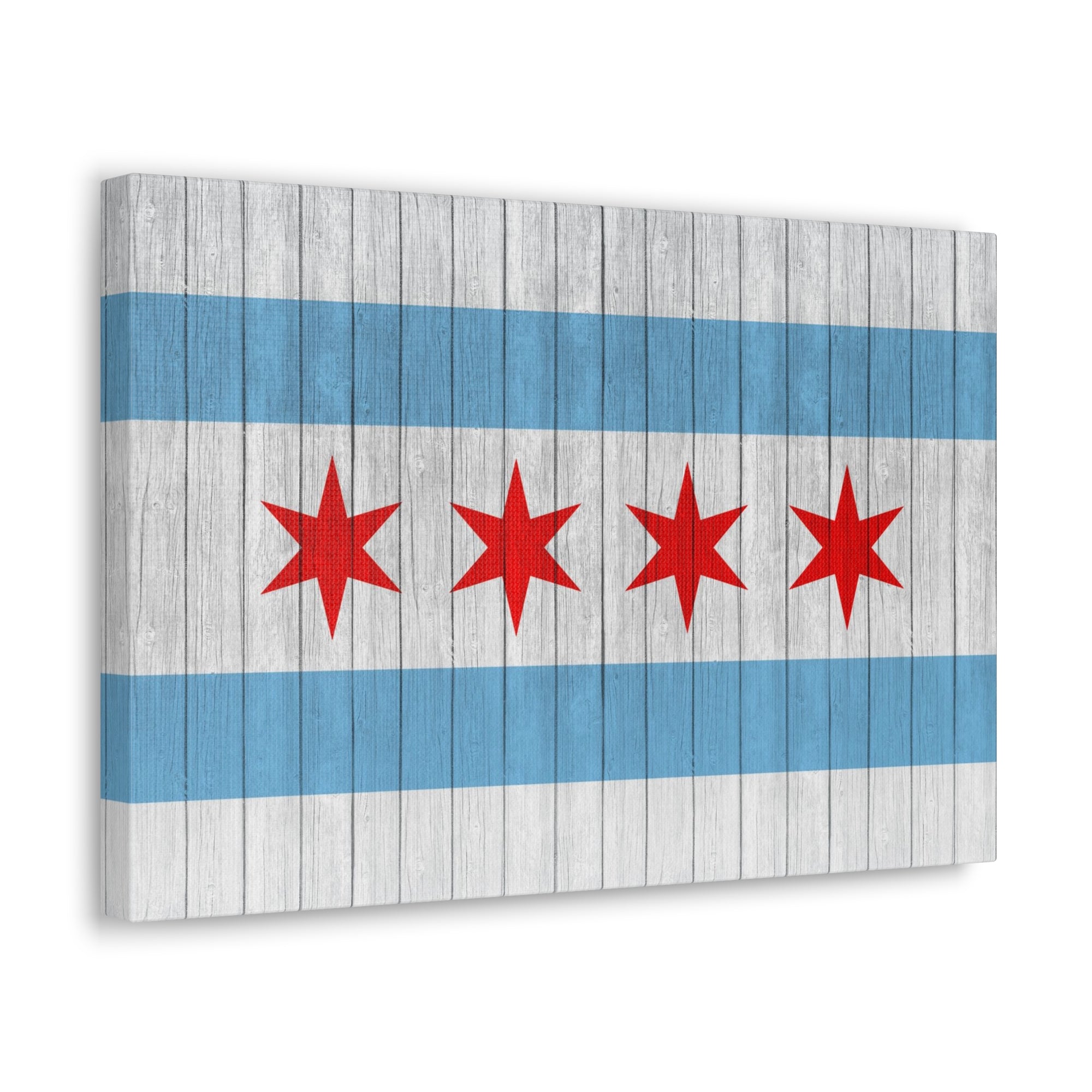 Chicago Flag On Wood Texture Canvas Wall Art for Home Decor Ready-to-Hang-Express Your Love Gifts